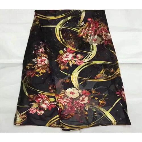 /CWQ/ 2021 Latest High quality 5 yards African silk fabric for women to wear, soft and comfortable printed fabric! (0509