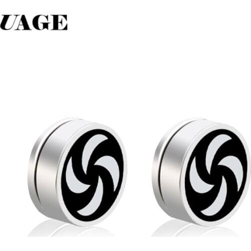UAGE Hot Sale Magnetic Stud Earrings Men Earring Stainless Steel Jewelry Round Male Magnet Multicolor Earrings Gift