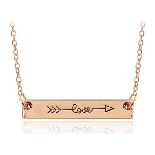 Fashion Simple Necklace Creativity Alloy Letter Love Arrow Necklace For Women Charms 3 Colors Options Wholesale 12pcs/lot