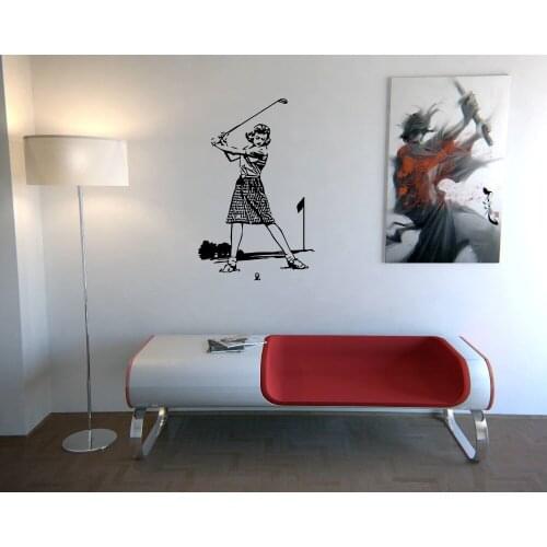 New Design Vintage Wall Sticker Decals Art Mural Sport Golf Women Player Old Picture Sports Room Decal Interior Home Decor LA649
