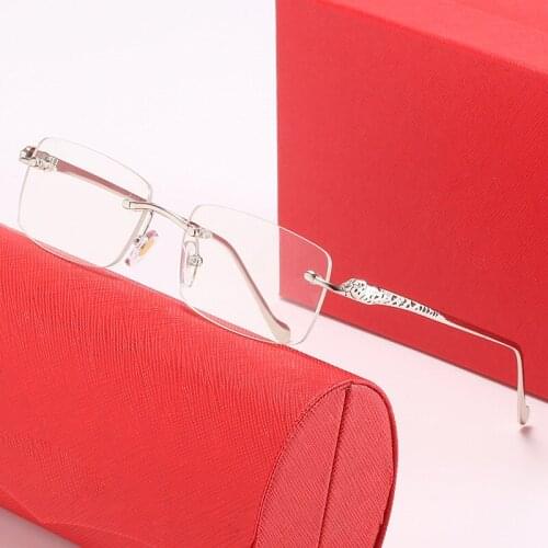 New Mens Rimless Glasses Frame Metal Frame Square Sunglasses Women Prescription Optical Myopia Clear Spectacles Frames