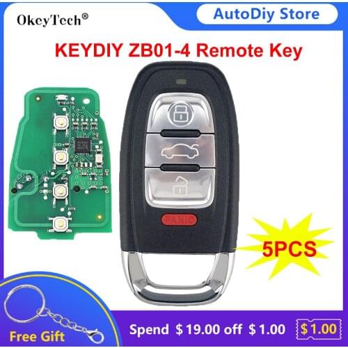 Okeytech 5PCS Original KEYDIY ZB01 Universal Smart Remote Key For KD X2/KD900/Mini KD Programmer ZB Series KD Key Fob 4 Buttons