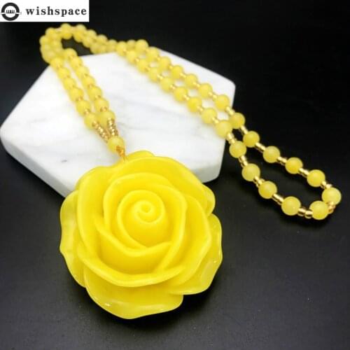 Wishspace autumn and winter resin flower sweater chain fashion women popular long necklace jewelry wholesale