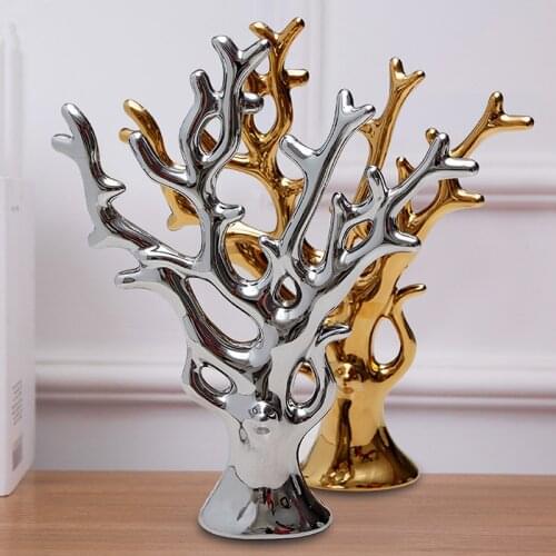 Festivel Gift Ceramic Desktop Furnishing Articles Golden Coral Black White Red Color Decorative Trees Chinese Style Yellow Rich