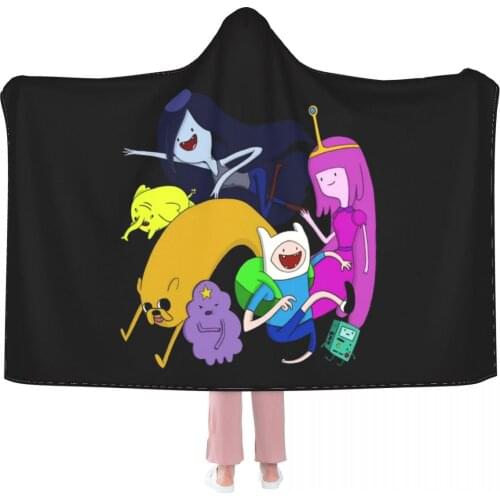 Adventure Time Wearable Throw Blanket with Hooded for Children and Adults Scout Regiment Plush Anime Thicken Blanket In Winter