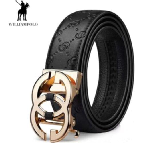 Williampolo Mens belt Luxury Brand Designer Leather Men Genuine Leather Strap Automatic Buckle Waist Belt cinturones para hombre