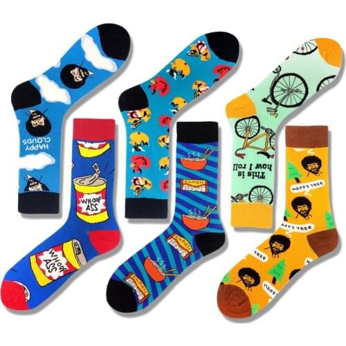 Cartoon game charcter Hip Hop skateboard socks Creative Soft Funny Novelty Happy Socks alien food mario noodles Skateboard Socks
