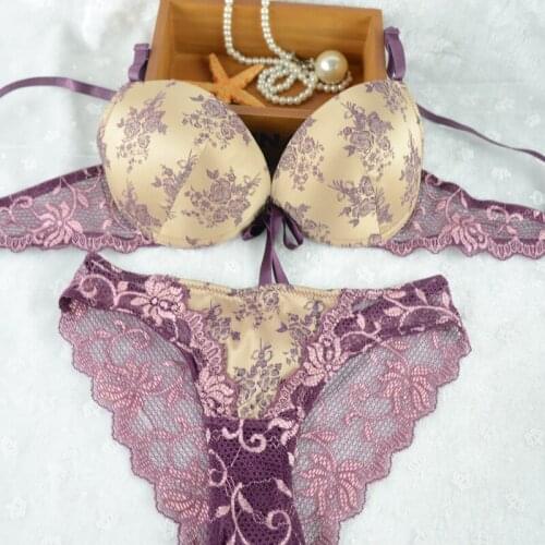 European and American style gold printing sexy underwear gather Bra Sets 6815 # free shipping