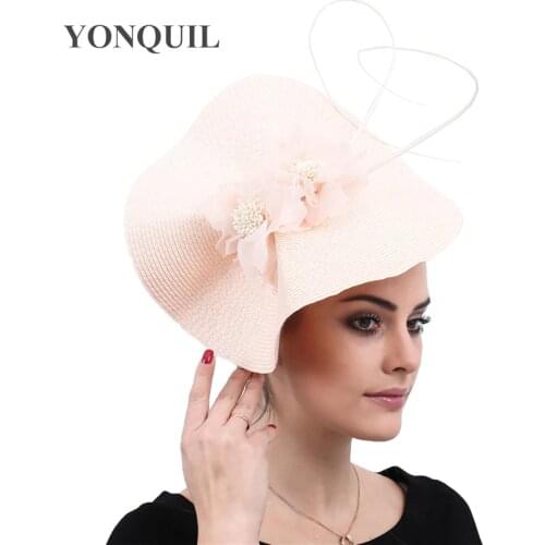 Champagne Fashion Big Wedding Headwear Bride Mariage Fascinators Accessories Women Derby Party Fascinator Hat Wedding Headdress