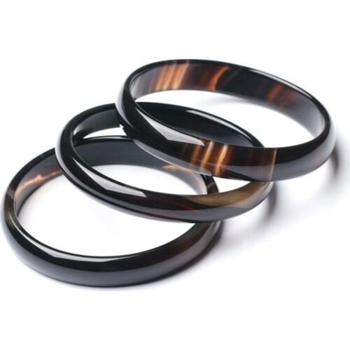 Natural Black Agate Hand-carved Wide Band Childrens Bracelet Fashion Jewelry Childrens Chalcedony Small Caliber BeautyBracelet