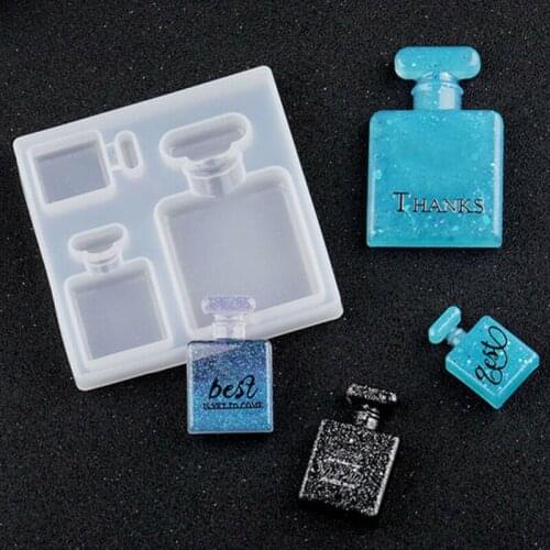 Silicone Perfume Bottle Patch Mold DIY Making Crystal Epoxy Resin Crafts Pendant Non Stick Demold with 3 Different Sizes