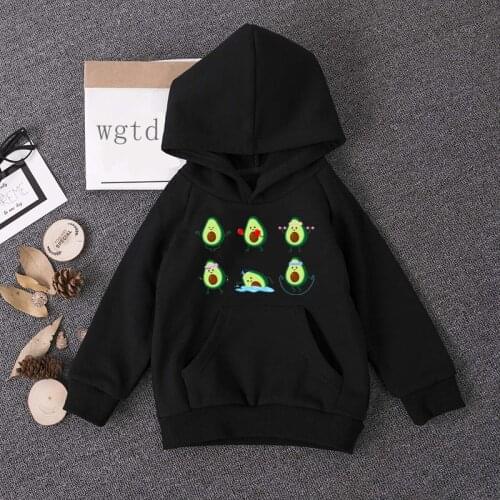 Fashion Baby Boys Girls Sweatshirts Kawaii Cute Avocado Print Kids Hoodies Children Toddler Girl Clothes Long Sleeve Sweatshirts