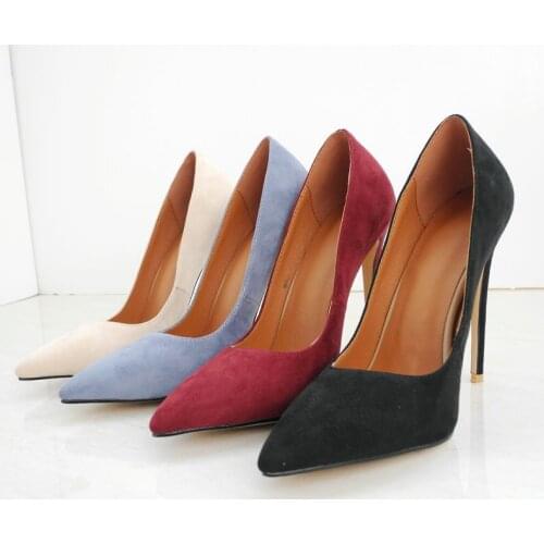Fashion Womens Shoes summer Elegant new consice blue Burgundy suede beige Party shoes Pumps 34-43