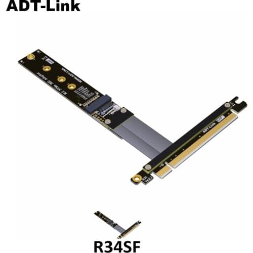 M.2 NVMe SSD Extension Cable Solid Drive Riser Card R34SF M2 to 16x PCI-Express 3.0 X4 PCIE Full Speed 32G/bps M Key Extender