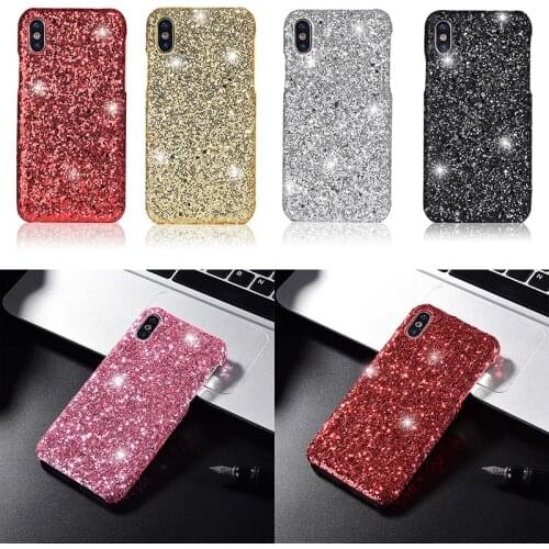 Cute Bling Shining Mobile Phone Case For iPhone X XR XS Max 10 8 7 6 6s Plus Pink Gold Black Silver Red Glitter Back Cover Women