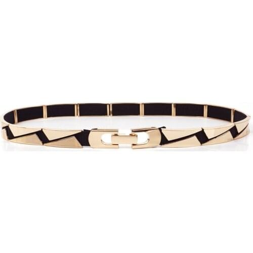 Women Punk Full Metal Mirror skinny Waist Belt 2019 Metallic Gold Plate 3cm Wide Chains Lady ceinture sashes for dresses RT14