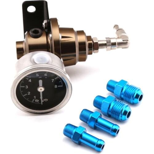 1Set Titanium Color Universal High Quality Aluminum Adjustable Fuel Pressure Regulator with Original Gauge Kit Replacement Parts