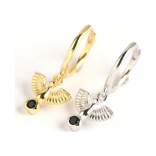 1Pair Diameter 10mm Piercing 925 Sterling Silver Earrings for Women 2020 Trend Jewelry Dove Pendant Earrings Gifts to Girlfriend