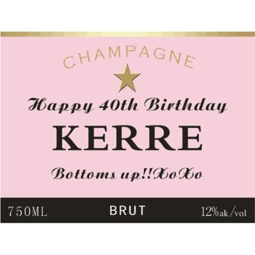 10 units custom PERSONALISED PINK CHAMPAGNE BOTTLE LABEL BIRTHDAY WEDDING CHRISTMAS ANY OCCASION