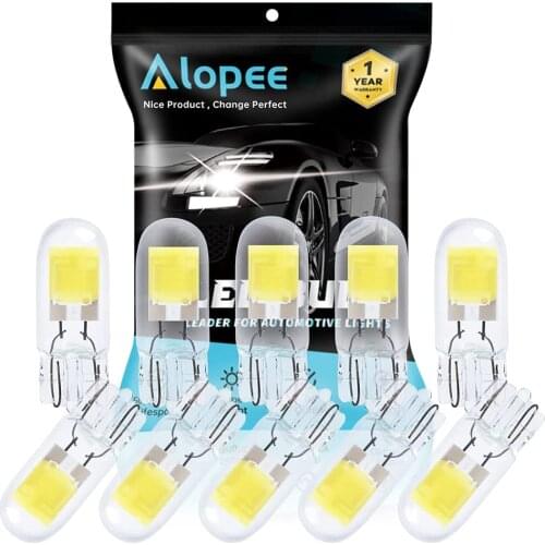 10-Pack T10 White / Warm White COB Light Source LED Bulb Replacement for 194 W5W 168 Halogen bulb Interior License Plate Light