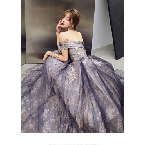 100%real purple baroque embroidery long dress ball gown/cosplay/stage performence/studio/can customs size