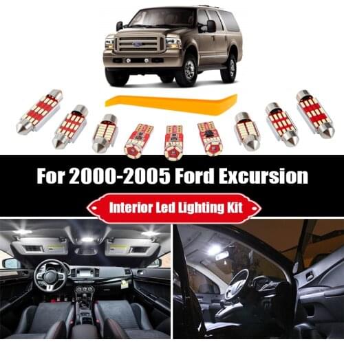 14 Bulbs For 2000-2003 2004 2005 Ford Excursion White Interior LED Car Reading Light Kit Map Dome Courtesy License Lamp