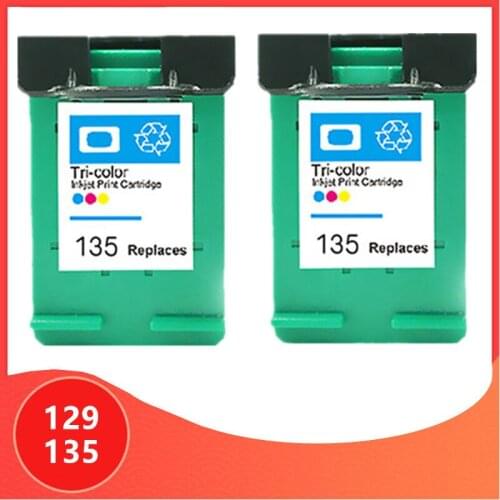 2Pack Color Compatible for hp 129 135 Cartridge for hp129 Ink Cartridge for hp Deskjet C4183 5943 6943 6983 D4163 2575 printer