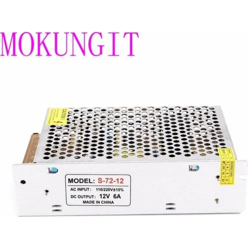 25pcs fast shipping Power Supply DC12V 6A 72W Switch Lighting Transformers LED Driver For 3528 5050 RGB Power adapter