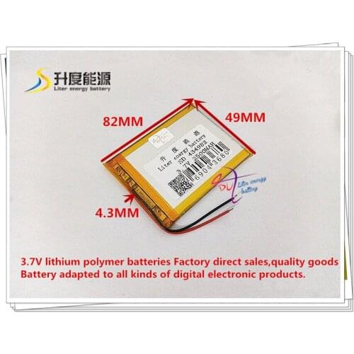 3.7V 2500mAh 434982 Polymer lithium ion / Li-ion battery for tablet pc GPS power bank VR AR DVR MP4