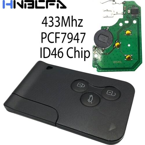 3 Buttons Electronic Chip Remote Control Key Fob For Renault Clio Logan Megane 2 3 Scenic Remote Key 433MHz ID46 PCF7947 Chip