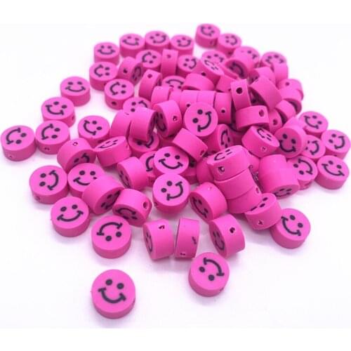 30pcs 10mm Rose Smiley Beads Polymer Clay Spacer Loose Beads For Jewelry Making DIY Handmade Jewelry Crafts#03