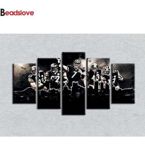 5 Pieces Diamond Painting Full Square Cross Stitch Rugby team stars Diamond Art Embroidery Mosaic Sale Hobby Gift Bead Picture
