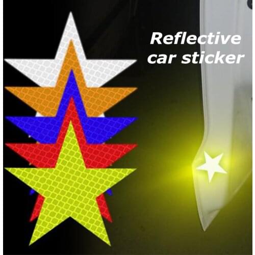 5pcs Car Safety Mark Warning Tape Five-pointed Star Reflective Strip Stickers For Bicycle Car Exterior Decoration Accessories