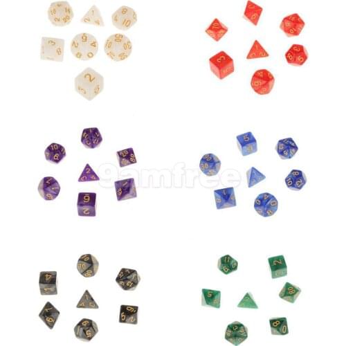 7pcs TRPG Games Parts D&D Gaming Dices D4-D20 Acrylic Dices 6 Colors Available