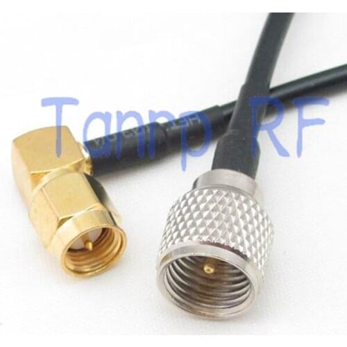 8in 8'' mini UHF male PL259 to SMA male right angle RF connector adapter 20CM Pigtail coaxial jumper cable RG174 extension cord