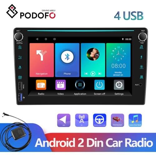 Podofo 2din Andriod Car Radio Reciever Stereo Player 8 Inch GPS Bluetooth Subwoofer Universal For Volkswagen Nissan Toyota
