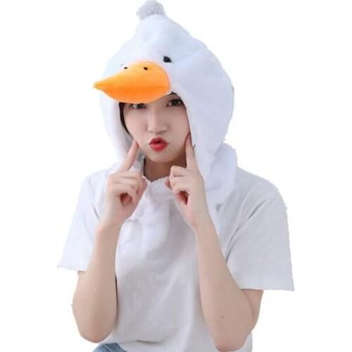 White sculpture headgear hood hat plush hat toy birthday stuffed cap gift