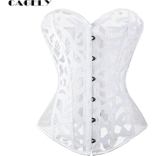 White Wedding Dress Corset Bridal Underwear Boned Overbust Basque Classic Lacing-up Corselet Sexy Bodyshaper Bridemaid Outfits