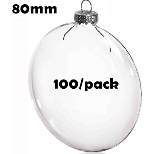 Free Shipping DIY Paintable Christmas Decoration Ball 80mm Glass Disc/Paper Ornament, 100/Pack