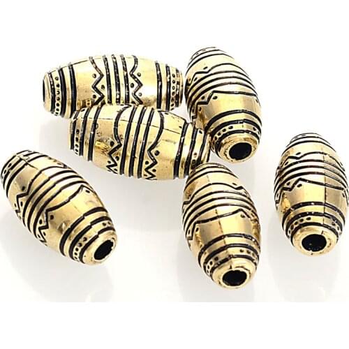 New Arrival 10x20 MM Vintage Inspired Ethnic Acrylic Antique Style Design Oval Large Hole Bead For Diy Bracelet Jewelry Making