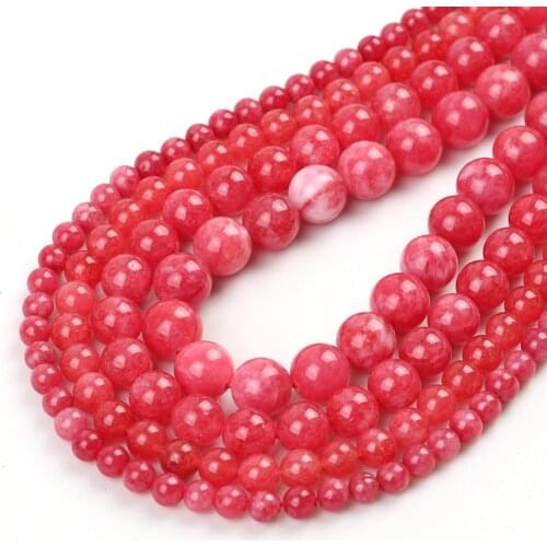 Natural Stone Red Angelite Beads Smooth Round Loose Spacer Beads For Jewelry Making DIY Bracelet 15" 6/8/10/12mm
