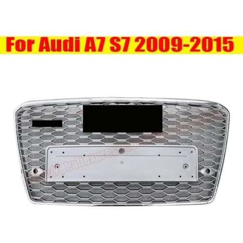 For rs7 style sport front hex mesh honeycomb hoodgrill gloss Silver for audi a7 s7 2012 12 2013 13 2014 2015 car accessories