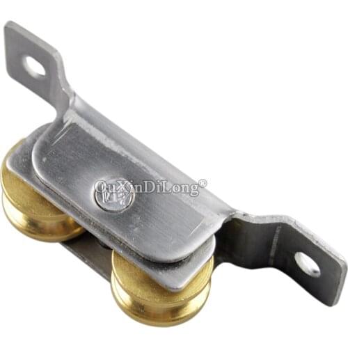 Brand New 2PCS Stainless Steel Heavy Copper Sliding Door Rollers Plastic Steel Door Ground Rail Dual Copper Wheels Runners