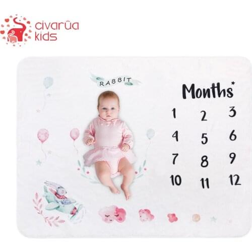Baby Flannel Monthly Growth Milestone Blanket Photography Props Background Cloth for Rug Baby Boy Girls Photography Accessories
