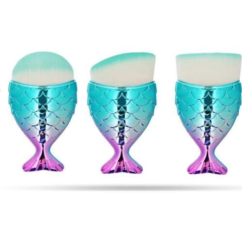 Fish Scale Makeup Brush Mermaid Fishtail Powder Blush Contour Powder Liquid Cream Hifghlighter Cosmetic Tool Blend Make Up Brush