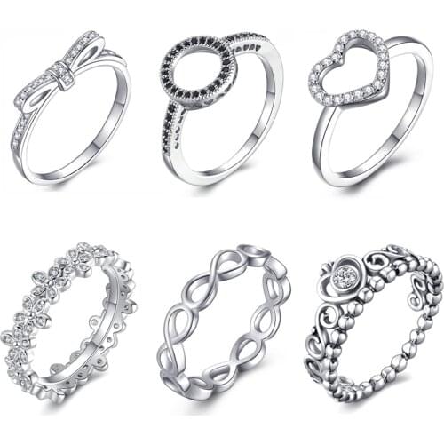 OCTBYNA Special Offer Silver Color Pan Finger Ring Stackable Party Original Ring For Women Engagement Wedding Jewelry Gift