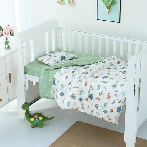 3Pcs Baby Bedding Set Cotton Bed Linen Quilt Cover Pillowcase Cartoon Pattern Crib Bedding Set ZT50
