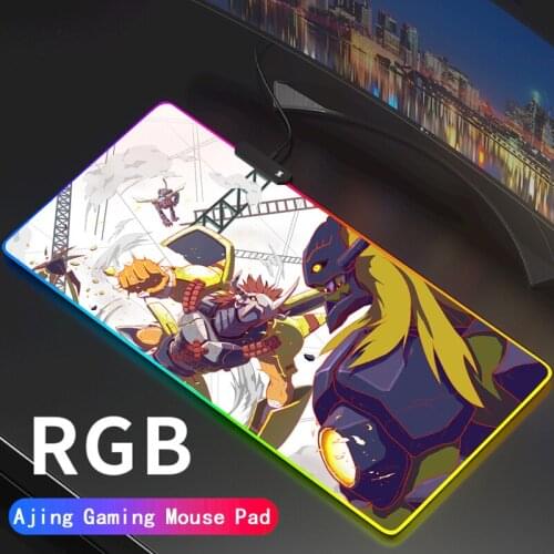 RGB Anime Digimon Mouse Pad Gaming Accessories Computer Mousepad Large XL Gamer Rubber Carpet Big Led with Backlit Play Desk Mat