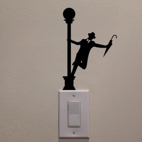 KUCADA gentleman switch panel sticker for wall decoration home decal wall sticker removable diy black WP1873