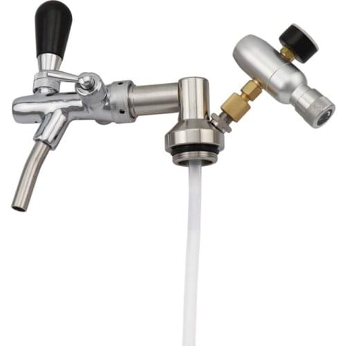 Stainless Steel Mini Keg Dispenser Tap Beer Growler Spear With Flow Control Beer Faucet & Co2 Charger Kit Hombrew Bar Set